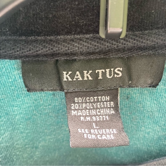 Kaktus Zipper Jacket Blue with Floral Pattern, Size Large - Picture 3 of 7